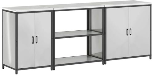 Todiikf Küchenzeile 3-TLG Silber 240 x 50 x 92 cm verzinkter Stahl mit 6 Regalen Modernes Design Robuste Stauraumlösung für Singleküche Einbauküche und Arbeitsplatz