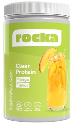 Rocka Nutrition Clear Protein vegane Proteinlimo mit Mango-Geschmack | Pflanzliches Proteinpulver mit 23 g Protein pro Portion (30 g) | 360 g (Mango)