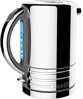 Dualit Architect Kettle | 1.5 Litre 2.3 KW Stainless Steel Kettle With Grey Trim | Rapid Boil and Patented Pure Pour Non-Drip Spout | Measuring Window with Cup Level Indicators