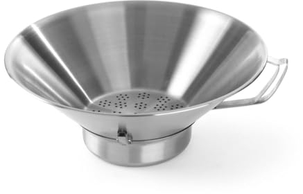 HENDI Escurridor de frituras, con asa robusta y recipiente extraíble para los restos, patatas fritas, ø410x(H)170mm, totalmente de acero inoxidable
