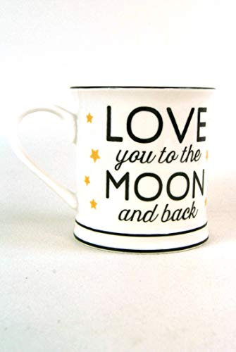 Four Seasons- Coffee Tea Mug Love You to The Moon and Back - Black and Cream with Gold Stars Cup