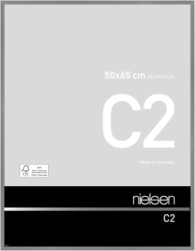 nielsen Bilderrahmen, 50 x 65 cm, Aluminium, Grau matt, Posterrahmen zum Aufhängen im Hoch- & Querformat, Echtglas, C2