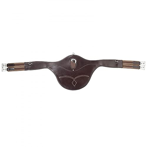 HORZE Cavender Stollenschutzsattelgurt, Sattelgurt Zum Stollenschutz Aus Leder, Größe 40-150 cm, Schwarz, Braun, Braun, 110