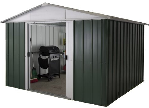 Yardmaster 10 x 13 ft Deluxe Apex Roofed Metal Shed - Green