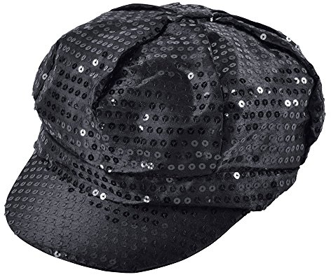 Bristol Novelty BH540 Pailletten-Kappe, Unisex, im 1970er-Jahre-Stil, 1 Stück, schwarz, Einheitsgröße, Erwachsene, Damen Halloween