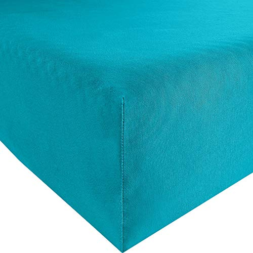 Erwin Müller Spannbettlaken Freising Elasthan-Jersey-Stretch - dehnbar, antipilling, bügelfrei, Rundumgummi - türkis Größe 90x190 cm - 100x220 cm