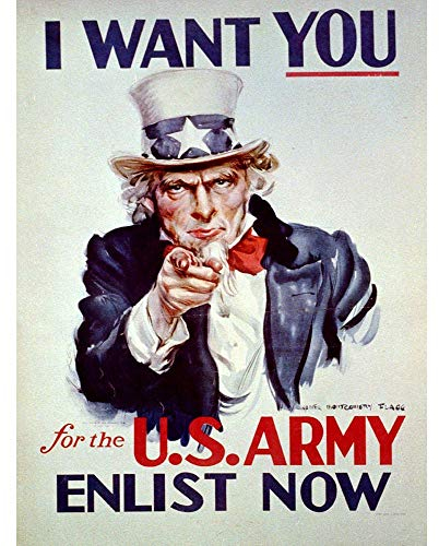 Wee Blue Coo Uncle Sam USA Army Want You Vintage Art Print Poster Wall Decor Kunstdruck Poster Wand-Dekor-12X16 Zoll