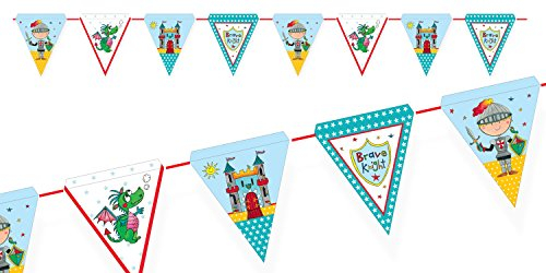 1 Wimpelgirlande der kleine Ritter mit Drachen Rachel Ellen Design bunt ca. 3,6 m 16 Wimpel