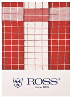 Ross 3er Pack Baumwoll-Geschirrtücher Karo 1742 rot 50x70 cm