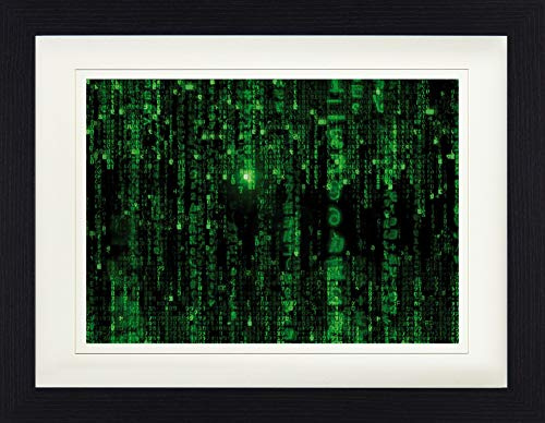 1art1 Matrix Poster Matrix Code, Grüner Regen Gerahmtes Bild Mit Edlem Passepartout | Wand-Bilder | Im Bilderrahmen 40x30 cm