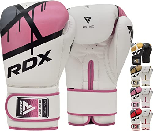 RDX Maya Pelle Guanti Boxe Sparring Sacco Allenamento Guanti Muay Thai Kick Boxing, rosa, 12oz