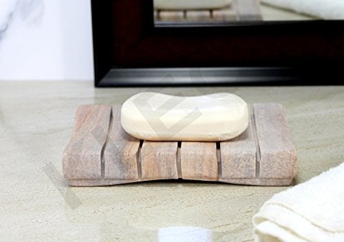 KLEO Natürlicher wasserabsorbierender und montierter Seifenschalen-Seifenhalter aus natürlichem Regenbogenstein – einzigartiges…