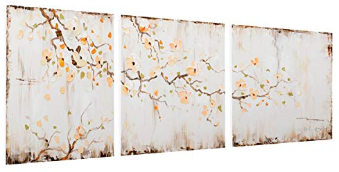 KunstLoft® Acryl Gemälde 'Trinity of Threesome' 150x50cm | original handgemalte Leinwand Bilder XXL | AST Baum dreiteilig Weiß | Wandbild Acrylbild Moderne Kunst mehrteilig mit Rahmen