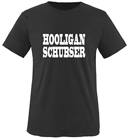 Comedy Shirts Herren T-Shirt Gr. L - Schwarz/Weiss Hooligan Schubser