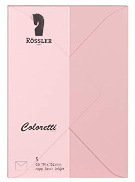 Rössler 220705523 - Coloretti Briefumschläge, 80 g/m², DIN C6, rosa, 5 Stück