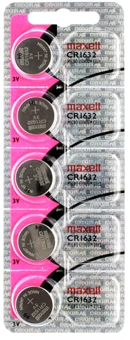 Maxell CR1632 3 V Lithium-Batterien (5 Batterien), Hologramm-Paket