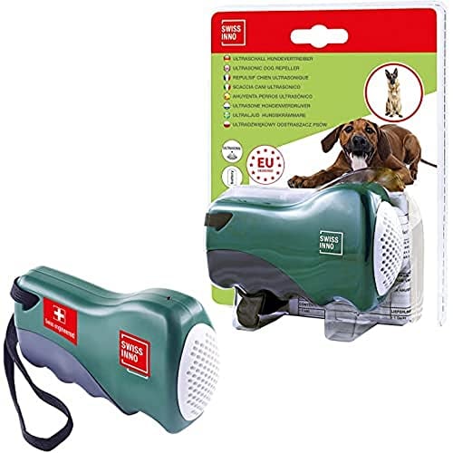 SWISSINNO Hundevertreiber Ultraschall – Handgerät mit bis zu 12 m Reichweite – Batteriebetrieb für mobilen Einsatz beim Joggen Radfahren Spaziergehen oder zur Unterstützung beim Hundetraining