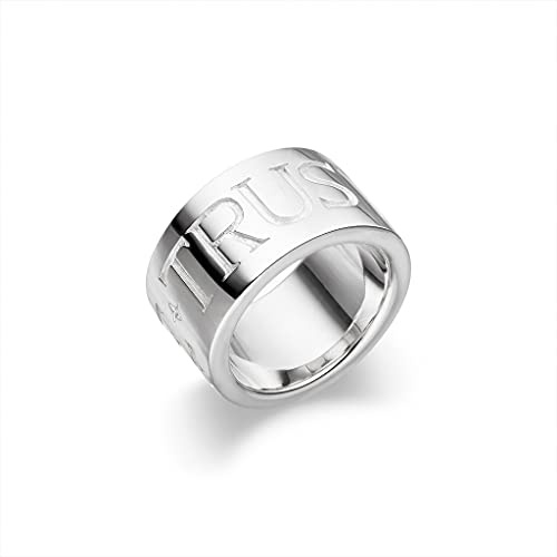 Skielka Designschmuck massiver Silber Ring - Goldschmiedearbeit Made IN Germany Tiefengravur Trust IN Love (Sterling Silber 925) Schlichter Schwerer Silberring Damenring Herrenring Partnerring