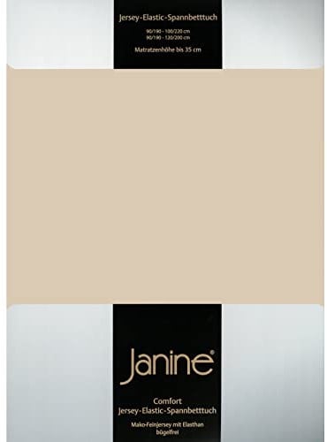 Janine Spannbettlaken Elastic - extra weiches und elastisches Spannbetttuch - für Matratzen 140x200cm bis 160x220cm Sand