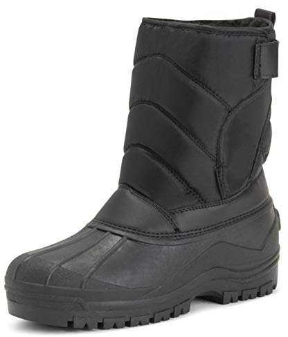 Uomo Letame Cinturino in Nylon Anatra Inverno Ballerina Pioggia Stivali - BLK45 AYC0147