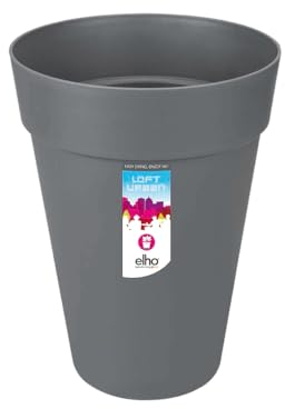 Elho Loft Urban Round High 28 - Vasi per Piante da Esterno - Ø 27.5 x H 35.8 cm - Nero/Anthracite