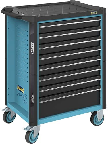HAZET Werkzeug-, Material- und Montagewagen 179-8 | gegenseitige Auszugssperre für minimales Kipprisiko | Abmessung: 82T x 116B x 62H cm | Farbe: schwarz, blau