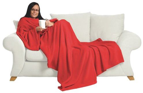 Kuscheldecke Snug Rug Deluxe mit integrierten Ärmeln für Erwachsene in rot