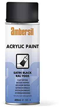 Vibrant Ambersil Acrylic Paint Satin Black 400ml Fast Drying UV Resistance Paint