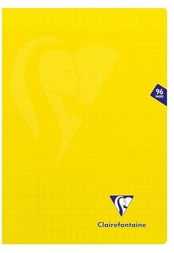 Clairefontaine 343161C Un Cahier Agrafé Mimesys Jaune - A4 21x29,7 cm - 96 Pages Grands Carreaux - Papier Blanc 90 g - Couverture Polypro