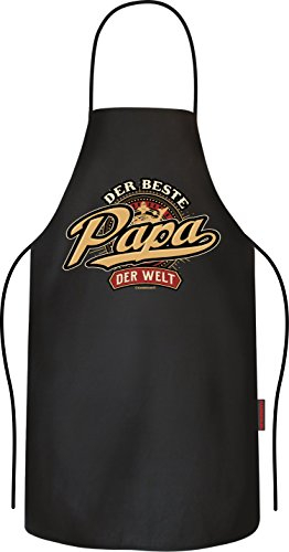 Grillschürze Bester Papa der Welt schwarz, 100% Baumwolle, Universalgröße für Erwachsene.