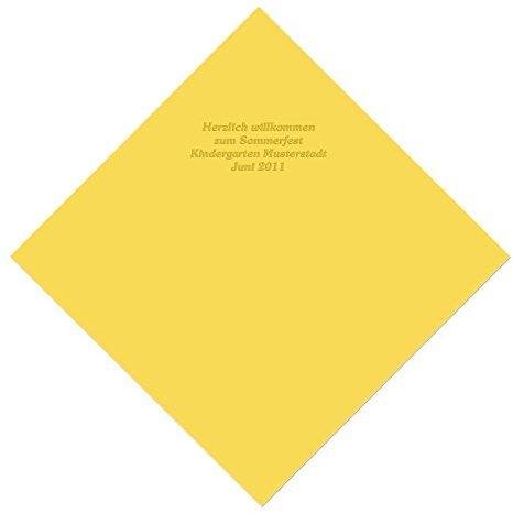 100 gelbe Servietten mit Ihrem Namen in goldenen Lettern, ca. 33,5 x 33,5 cm, 3-lagig