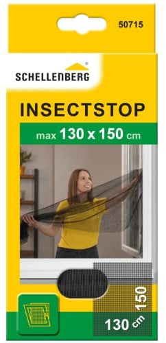 Schellenberg 50715 Zanzariera finestra per finestre fino a 130 x 150 cm, zanzariere senza perforazione, incl. nastro di fissaggio, antracite