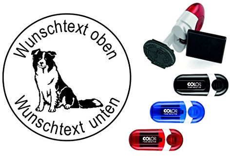 Geocachingstempel Hund « BORDER COLLIE » mit persönlichen Cachername/Nickname Runder Stempel Geocaching Pocketstempel