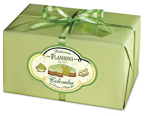 FLAMIGNI Colomba Pasquale Farcita con Crema Pasticcera al Pistacchio da 950 g, Artigianale, Soffice e Delicato, Ricoperta di Cioccolato Bianco e Granella di Pistacchio, Senza Canditi, Made in Italy