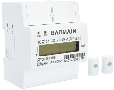 Baomain Single Phase DIN Rail 220V kWh Meter, AC Electricity Monitor