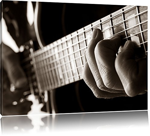 Pixxprint Gitarre spielen Bild, Größe: 120x80cm, Leinwandbild, fertig gespannt, Wandbild, Dekoration, Kunstdruck, kein Poster