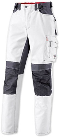 BP Workwear 1789-555-21 Arbeitshose - Gummizug im Rücken - Bundfalten - Normale Passform - Größe: 58n - Farbe: weiß/dunkelgrau