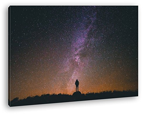 deyoli berührender Sternenhimmel Format: 60x40 als Leinwand, Motiv fertig gerahmt auf Echtholzrahmen, Hochwertiger Digitaldruck mit Rahmen, Kein Poster oder Plakat