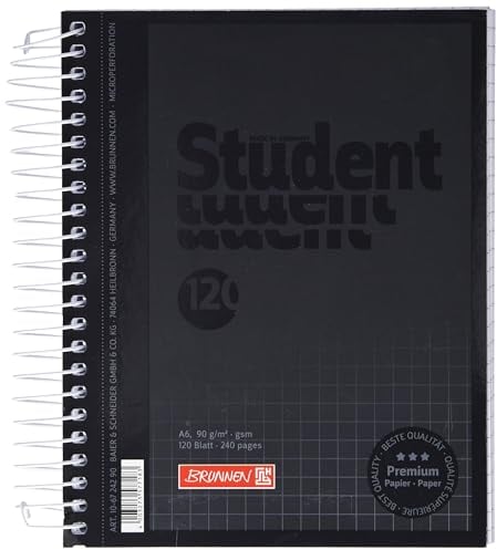 BRUNNEN Collegeblock Premium Student Colour Code | A6, kariert, 120 Blatt, onyx