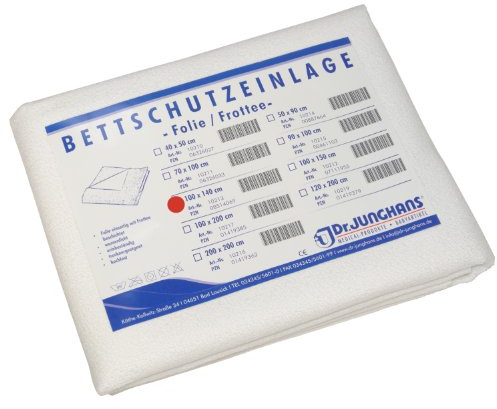 Dr. Junghans Medical 10213 Matratzen-/Nässeschutz Bettschutzeinlage, Folie/Frottee, 100 x 140 cm