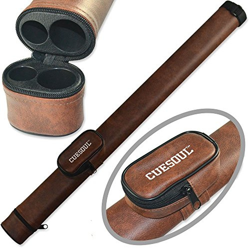 CUESOUL 1x1 Hard Pool Cue Stick Carrying Case Brown Holds 1 Butt 1 Shaft