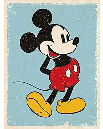 Disney Mickey Mouse Retro, 40 x 50 cm, Leinwanddruck, Mehrfarbig