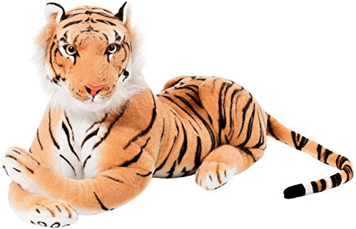 BRUBAKER Tiger Kuscheltier 75 cm - liegend Stofftier Plüschtier - Braun