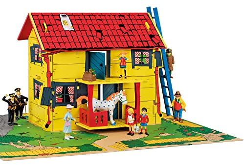 Pippi Langstrumpf Puppenhaus Bausatz aus Holz – 2-stöckiges Miniatur Haus – Spielzeug für Mädchen und Jungen ab 4 Jahre – schöner & hochwertiger Dollhouse Bausatz