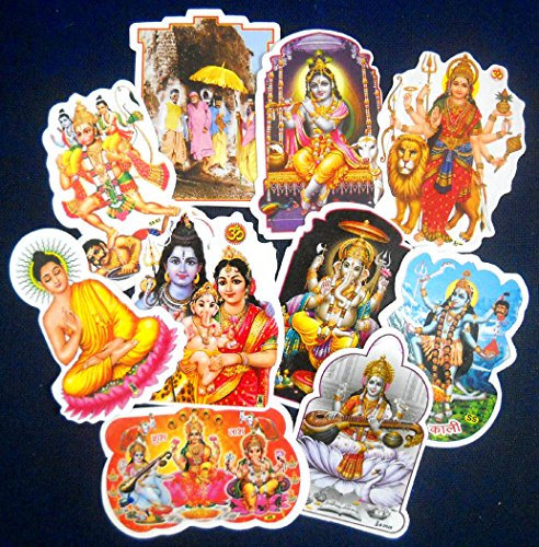 Aufkleber Kleine Hindu-Götter, Großhandelspackung (Größe – 7,6 cm), 10 Stück