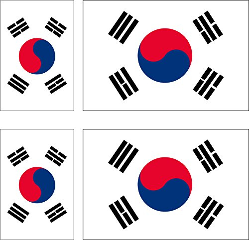 6 x Aufkleber Vinyl Sticker Auto Moto Koffer Laptop Südkoreanische Flagge