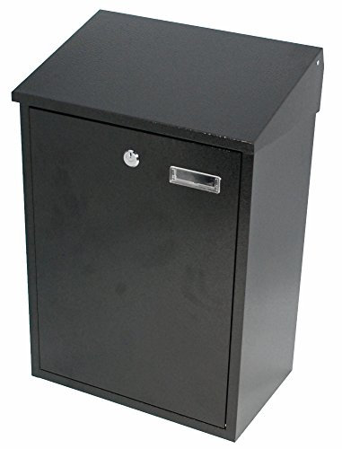 Buckingham 40064 Wall Mounted Steel Lockable Mail, Post, Letter Box, Weather Resistant, Black, Extra Large