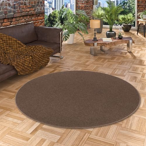Snapstyle Feinschlingen Velour Teppich Strong Dunkelbraun Rund in 7 Größen