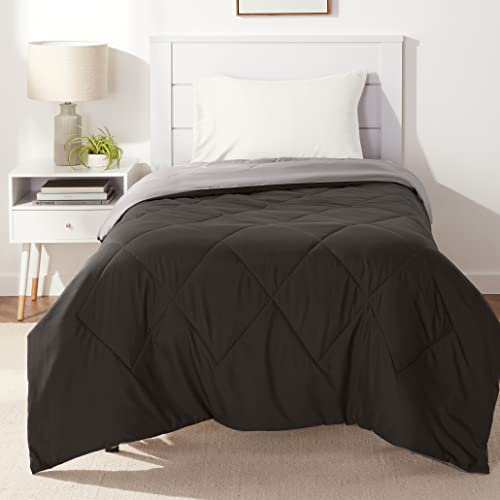 Amazon Basics tröster Wendbare Mikrofaser-Steppdecke - 1er-Pack, Twin/Twin XL, Schwarz/Grau
