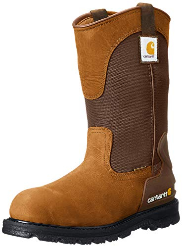 Carhartt Heritage WP 11 Soft Toe Wellington Men's Boots, Oil-Tanned Leather, Storm Defender Waterproof, FastDry Lining, Bison Brown Oil Tan - 8 W